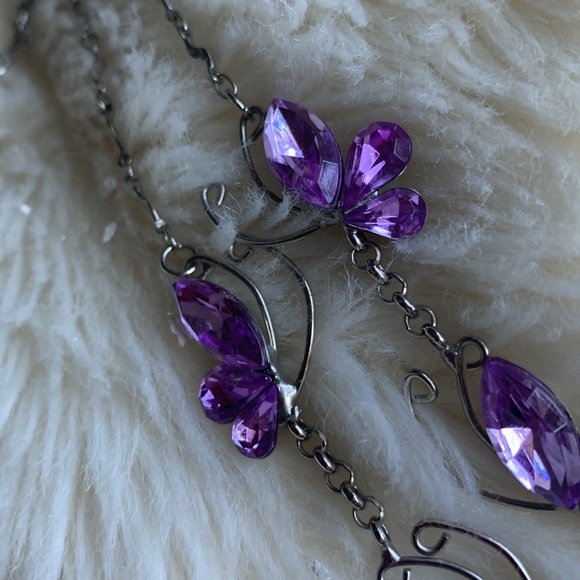 Purple jewel butterflies choker necklace - Picture 14 of 14